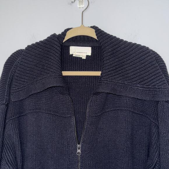 By Anthropologie Womens Andrea Sweater Cropped Size Large Full Zip Cropped Blue - Picture 2 of 9